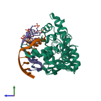 PDB entry 5hnh coloured by chain, side view.