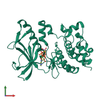 PDB entry 5hnv coloured by chain, front view.