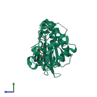 PDB entry 5hnv coloured by chain, side view.