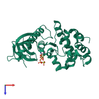 PDB entry 5hnv coloured by chain, top view.