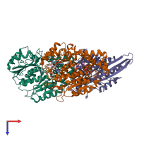 PDB entry 5hnz coloured by chain, top view.