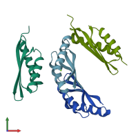 PDB entry 5ho5 coloured by chain, front view.