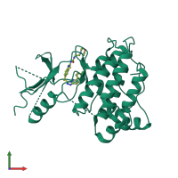 PDB entry 5ho6 coloured by chain, front view.