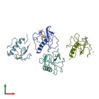 PDB entry 5hoh coloured by chain, front view.