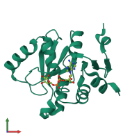 PDB entry 5hol coloured by chain, front view.