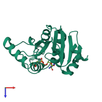 PDB entry 5hol coloured by chain, top view.