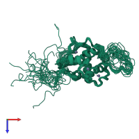 PDB entry 5hou coloured by chain, ensemble of 20 models, top view.