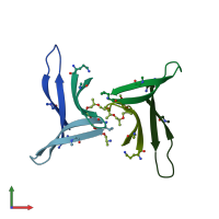 PDB entry 5hoy coloured by chain, front view.