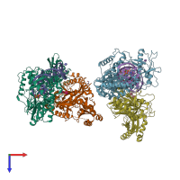 PDB entry 5hp1 coloured by chain, top view.