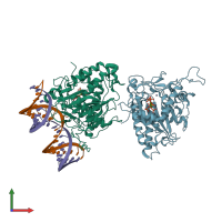 PDB entry 5hp3 coloured by chain, front view.