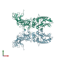 PDB entry 5hp5 coloured by chain, front view.