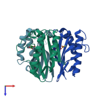 PDB entry 5hp8 coloured by chain, top view.