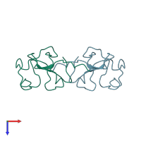 PDB entry 5hpg coloured by chain, top view.