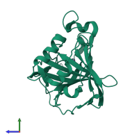 PDB entry 5hpj coloured by chain, side view.