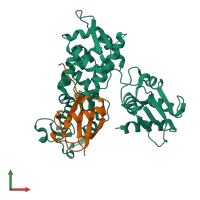 PDB entry 5hpk coloured by chain, front view.