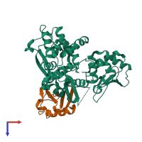PDB entry 5hpk coloured by chain, top view.
