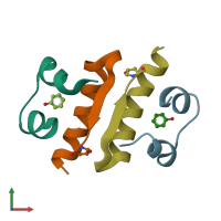 PDB entry 5hpu coloured by chain, front view.