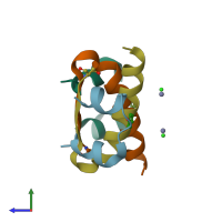 PDB entry 5hpu coloured by chain, side view.