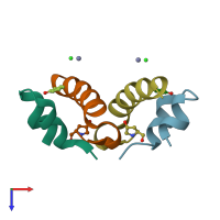 PDB entry 5hpu coloured by chain, top view.