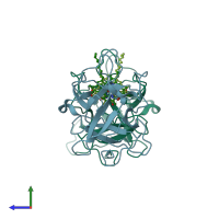 PDB entry 5hpz coloured by chain, side view.