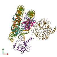 PDB entry 5hq2 coloured by chain, front view.