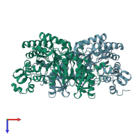 PDB entry 5hqm coloured by chain, top view.