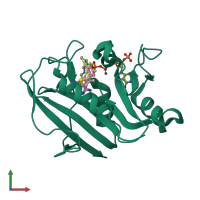 PDB entry 5hqy coloured by chain, front view.