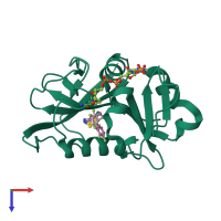 PDB entry 5hqy coloured by chain, top view.