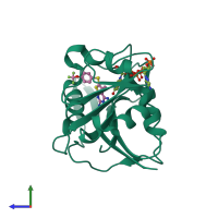 PDB entry 5hqz coloured by chain, side view.