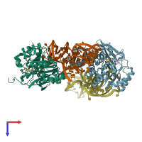 PDB entry 5hr6 coloured by chain, top view.