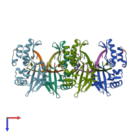 PDB entry 5hrd coloured by chain, top view.