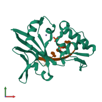 PDB entry 5hre coloured by chain, front view.