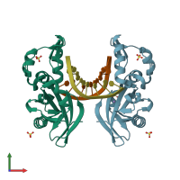 PDB entry 5hrg coloured by chain, front view.