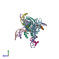 PDB entry 5hrk coloured by chain, side view.