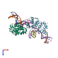 PDB entry 5hrk coloured by chain, top view.