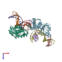 PDB entry 5hrl coloured by chain, top view.