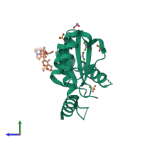 PDB entry 5hrp coloured by chain, side view.