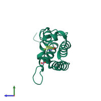 PDB entry 5hrv coloured by chain, side view.