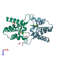 PDB entry 5hrw coloured by chain, top view.