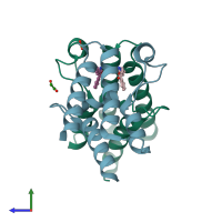 PDB entry 5hrx coloured by chain, side view.