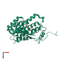 PDB entry 5hs6 coloured by chain, top view.