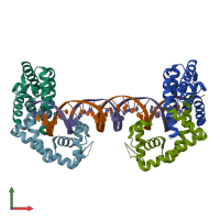 PDB entry 5hso coloured by chain, front view.