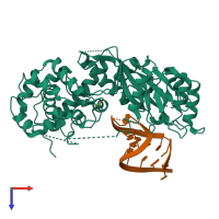 PDB entry 5hsw coloured by chain, top view.