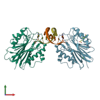 PDB entry 5ht2 coloured by chain, front view.