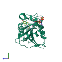 PDB entry 5ht4 coloured by chain, side view.