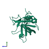 PDB entry 5hu4 coloured by chain, side view.