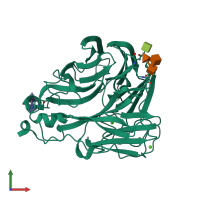 PDB entry 5hug coloured by chain, front view.