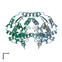 PDB entry 5huh coloured by chain, top view.