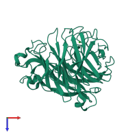 PDB entry 5hun coloured by chain, top view.