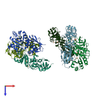 PDB entry 5hup coloured by chain, top view.